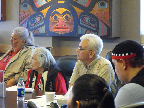 Left to Right:  Tim Gillen (Wrangell Cooperative Association); Delores Churchill (Ketchikan Indian Community); Frank Demmert, Jr. (Klawock Cooperative Association) and Rob Sanderson (Ketchikan Indian Community)