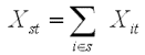 [Graphic, one equation: Definition of X-sub-st (equals sum over s of X-sub-it)]