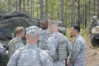 Vice Chief of Staff of the Army Gen. Lloyd J. Austin III speaks with Soldiers training at the Joint Readiness Training Center at Fort Polk, La. Austin visited the post Oct. 11-12, 2012, to observe the first JRTC and Fort Polk Decisive Action rotation and meet with Soldiers on resilience, readiness and the health of the force.