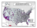 Thumbnail image of the Percent Population Residing in Urbanized Areas by County: 2010 map