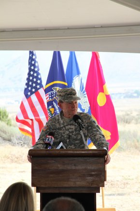 Speaking to those gathered for the ground breaking, Gen. Martin E. Dempsey, chairman of the Joint Chiefs of Staff, said the Infinia Corporation's Solar Array project is a glimpse of the future.