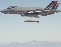 An F-35A conventional takeoff and landing (CTOL) aircraft completed the first in-flight weapons release of a 2,000 pound GBU-31 BLU-109 Joint Direct Attack Munition (JDAM) from a 5th Generation fighter, Oct. 16. (Photo courtesy of Lockheed Martin)