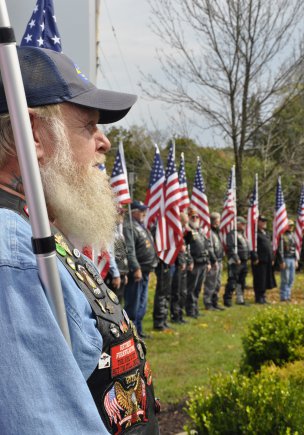 Patriot Guard Riders providing escort to the dedication ceremony.