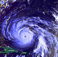 hurricane satellite image and link to safety info