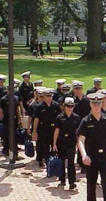 Midshipmen going to class