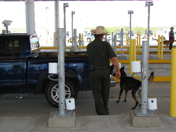 The Border Patrol uses dogs at the checkpoints that are highly trained to detect drugs and hidden illegal immigrants.