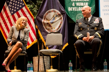 Dr. Jill Biden and Chief of Staff of the Army General Ray Odierno laugh during a Joining Forces event (October 3, 2012)