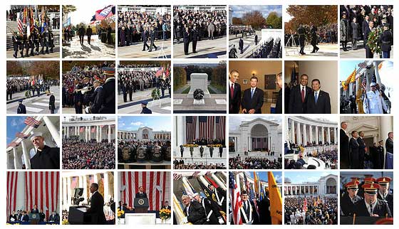 Many thumbnail images of the 2011 Veterans Day Ceremony at Arlington cemetary