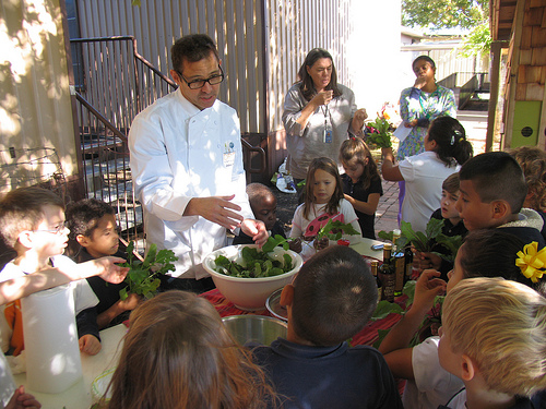 Chef John Tesar demonstrates how to make a salad with greens grown at Stonewall Garden.