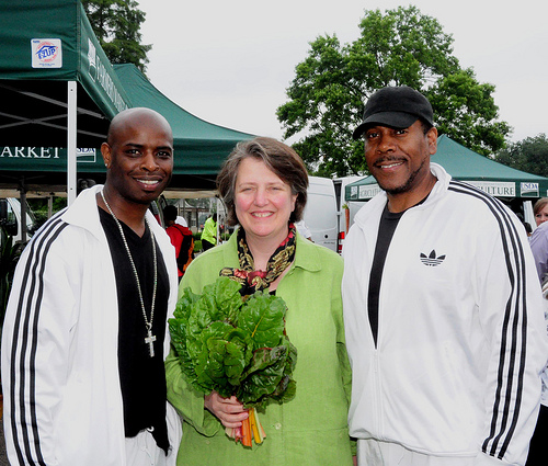 Agriculture Deputy Secretary Kathleen Merrigan with members of Hip Hop Public Health.  The organization educates others about the importance of regular exercise and healthy eating. 