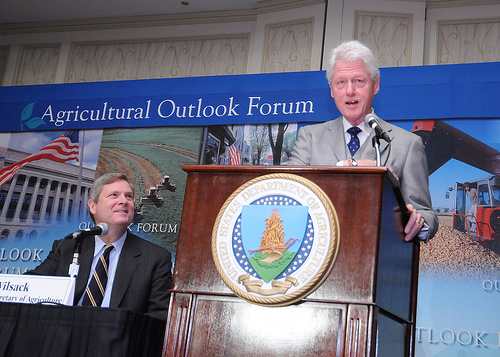 Former President Bill Clinton makes remarks at the World Agricultural Outlook Board Forum in Arlington, VA on Thursday, February 24, 2011. USDA Photo by Lance Cheung. 