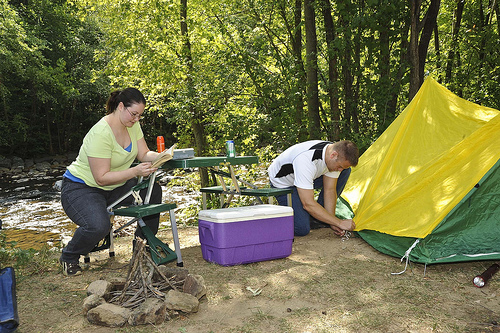 One of my favorite camping activities is reading a good book while listening to the sounds of nature. 