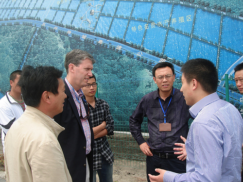 Virginia Secretary of Agriculture and Forestry Todd Haymore discussed aquaculture with business developers outside of Shanghai, China. Haymore was a key member of a delegation from Virginia who recently embarked on a trade mission to Asia, which was supported by Foreign Agricultural Service (FAS) employees assigned to the region. 