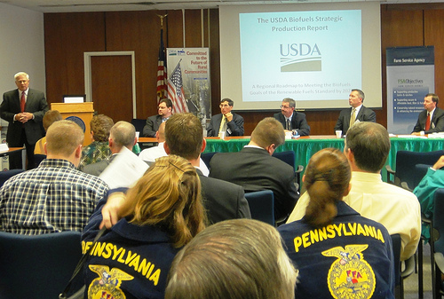 Bill Wehry, (left) USDA Farm Service Agency State Executive Director for Pennsylvania addresses the audience at the Pennsylvania Biofuels Summit