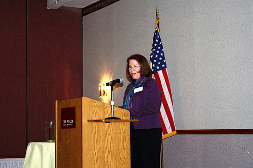 Pat Leavenworth, NRCS Wisconsin State Conservationist, welcomes attendees to the 2012 USDA Interagency Conference. NRCS is the current lead agency for Federal Women’s Program, who hosts the conference.