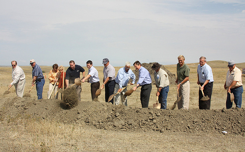 Left to right: Greg Larson, SCRWD Board of Director; Jim Vander Vorst, State Line Water Cooperative; Kathleen Schneider, U.S. Senator Kent Conrad’s representative; Marion Houn, U.S. Senator Bryon Dorgan’s representative; Eric Volk, ND Rural Water Systems Association; Jasper Schneider, USDA Rural Development North Dakota State Director; Dave Koland, Executive Director of Garrison Diversion Conservancy District 11; Joe LaFave, SCRWD Board President; Congressman Earl Pomeroy; Doug Neibauer, Executive Director SCRWD; Harley Swenson, ND State Water Commission; Matt Burthold, USDA Rural Development Business Program Specialist; and Glenn McCrory, Emmons County Water Resource Board.