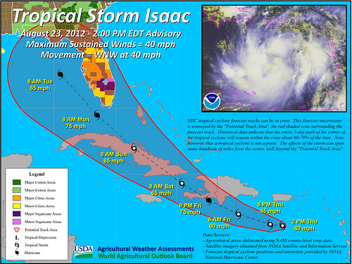 Tropical Storm Isaac as of August 23 at 2pm EDT. 