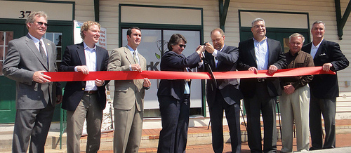 The crowd applauded as Deputy Secretary Merrigan, YCEDC and local officials cut the ribbon to signify the official opening of the YorKitchen shared kitchen incubator in downtown York, Pennsylvania.