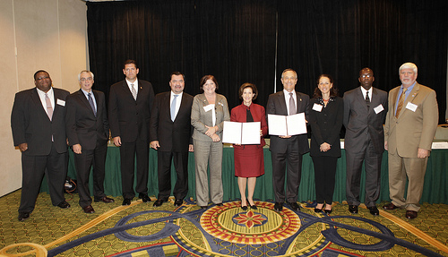 USDA Food Safety and Inspection Service Administrator Al Almanza (fourth from left) was among the senior executives from 10 federal agencies who took part in the Interagency Import Safety Conference at Dulles, Va., on October 21, 2010. 