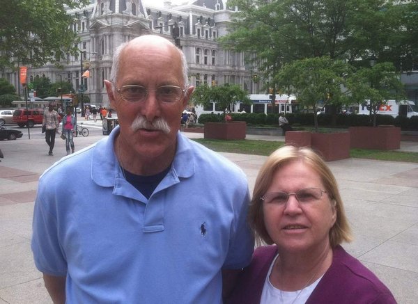 Stan and Shirley White of W.Va., whose son Andrew, a Marine, suffered from PTSD. When he died in 2008 at 23, they blamed a “lethal cocktail” of drugs. They were in Phila. fighting the use of antipsychotics for service people. DAVID SELL / Staff