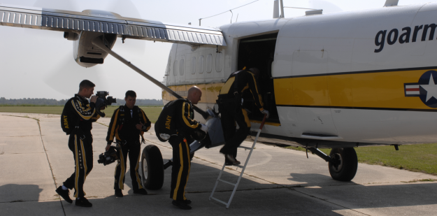 Golden Knights loading aircraft