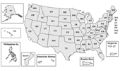 Map of US and Outlying Areas Served by VA