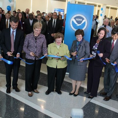 Photo: Pictured from left to right: Director of the National Centers for Environmental Prediction Dr. Louis Uccellini, GSA Acting Administrator Dan Tangherlini, NOAA Administrator Dr. Jane Lubchenco, Sen. Barbara Mikulski, Acting Secretary of Commerce Rebecca Blank, NWS Acting Director Laura Furgione, President, University of Maryland at College Park Dr. Wallace Loh, of Prince George’s County (Md.) Executive Rashern Baker.

(Photo: University of Maryland)