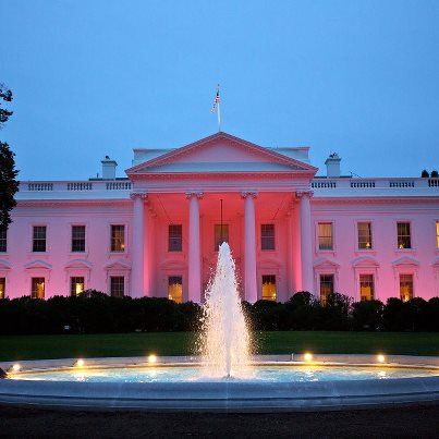 Photo: Photo: The North Portico exterior of the White House is illuminated pink in honor of Breast Cancer Awareness Month, Oct. 1, 2012. (Official White House Photo by Sonya N. Hebert)

Presidential Proclamation - National Breast Cancer Awareness Month, 2012: http://wh.gov/BsWq