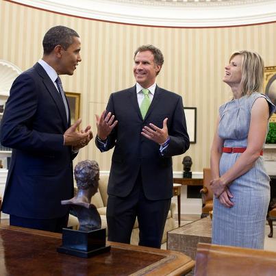 Photo: On this day last year, President Obama met with Will Ferrell in the Oval Office to congratulate him on winning the 2011 Mark Twain Prize for American Humor. http://flic.kr/p/aByAjY