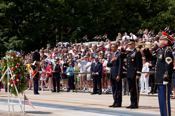President Obama participates in a Memorial Day wreath laying at Arlington National Cemetery (May 28, 2012)