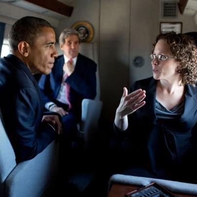 Photo: President Barack Obama talks with advisor Karen Dunn aboard Marine One en route from Camp David to Joint Base Andrews, Md., Oct. 22, 2012. Sen. John Kerry, D-Mass., is seen in the background. (Official White House Photo by Pete Souza)

More pics at http://wh.gov/photos