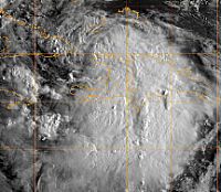 Satellite photo of tropical storm Isaac.