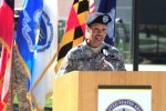 Maj. Gen. Marcia M. Anderson delivers remarks at her Promotion and Farewell ceremony