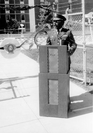 Then Col. Harvey D. Williams attends a swimming pool ribbon cutting ceremony during his tenure as post commander at Fort Myer, Va. He was post commander from 1975 to 1977. Williams was the first African-American to hold the commander's position at Fort Myer and what became Joint Base Myer-Henderson Hall.