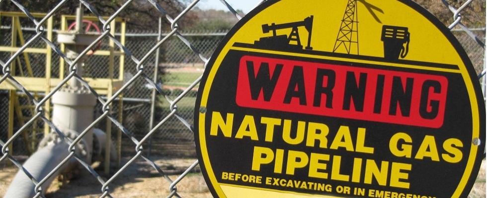 Natural gas pipeline warning sign