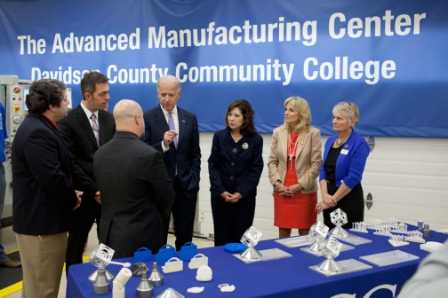 Vice President Joe Biden, Dr. Jill Biden, and Secretary of Labor Hilda Solis at Davidson County Community College
