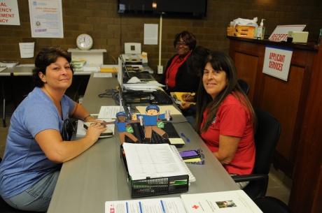 Flat Stanley and Stella visit a Louisiana Disaster Recovery Center. 