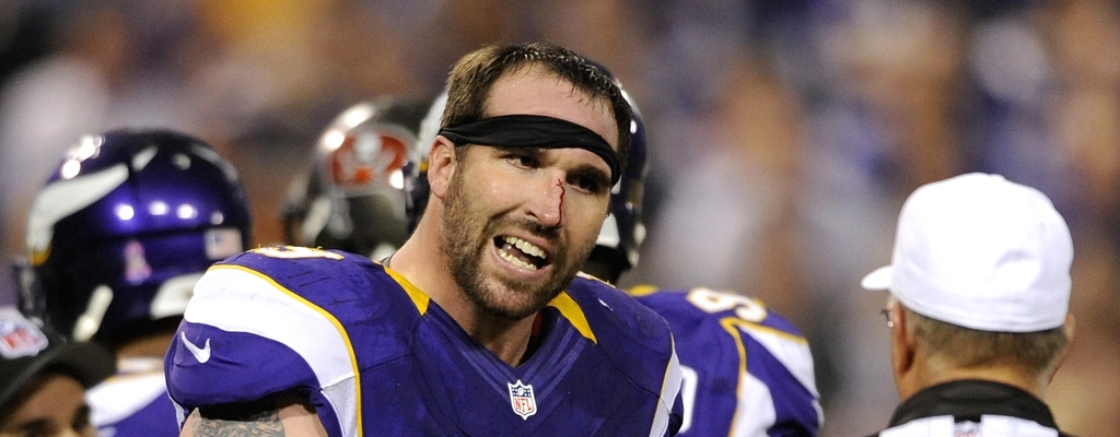 Jared Allen got revenge for the bloody nose he received on Thursday Night Football. (Getty Images)