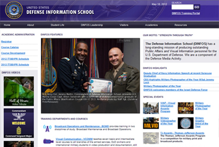 Image of the Defense Information School website.