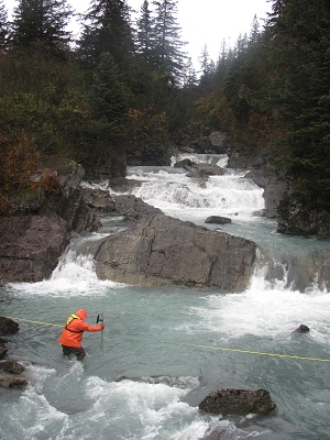 USGS hydrologist at work