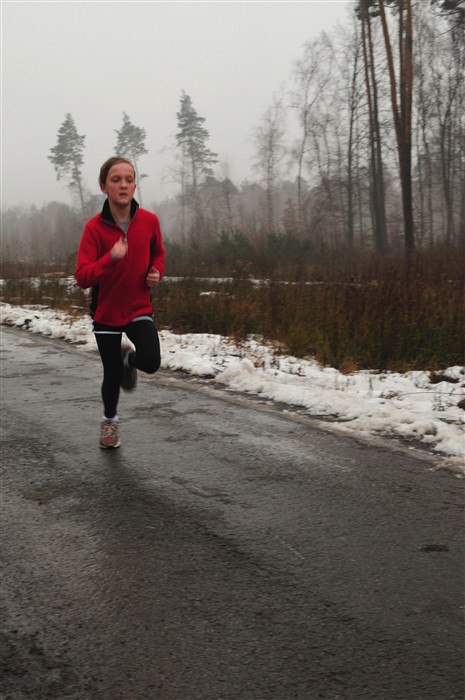 RAMSTEIN AIR BASE, Germany &mdash; Kylie Frank, daughter of U.S. Air Force Lt. Col. Seth Frank, 86th Security Forces Squadron commander, runs &#34;Haiti Relief 5K&#34; here, Feb. 5, 2010. The 5K run/walk, sponsored by Ramstein Company Grade Officer&#39;s Council was used to raise money to support the Haiti relief efforts.(U.S. Air Force photo by Airman Desiree Esposito)