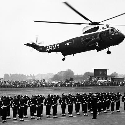 Photo: Archive Photo of the Day: President Kennedy arrives in Hanau, Germany, 1963
 
Members of the honor guard hold on to their hats to avoid losing them to the downdraft from helicopter rotor blades as President John F. Kennedy arrives in Hanau, Germany, in June, 1963. Honor guards from the U.S., West Germany, France and Canada were on hand to welcome the president, as were more than 15,000 soldiers who lined a mile-long parade route.
(Merle Hunter ©Stars and Stripes) 
 
More Archive Photos of the Day: http://1.usa.gov/SWglPk