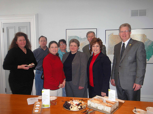 Deputy Under Secretary Cheryl Cook meets with recipients of loans made possible through USDA Rural Development’s Business and Industry program. L to R (Kara Kurz, Chef Dato’s Table, PJ Nied, Ligonier Country Inn, Sandra Younkin, Confluence Bed and Breakfast, John Dawes, Huntingdon Farm, (Front) Maggie Nied, Ligonier Country Inn, Agriculture Deputy Under Secretary Cheryl Cook, Alisa Fava-Fasnacht, Emerald Valley Artisans, and Thomas P. Williams, Pennsylvania Rural Development State Director