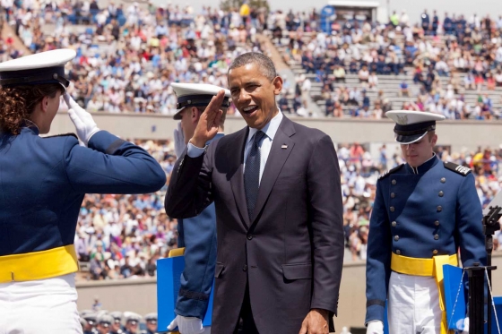 President Barack Obama salutes graduating cadets from the United States Air Force Academy (May 23, 2012)