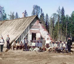 Austrian Prisoners of War Near a Barrack