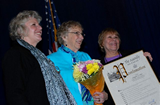 Margaret Fettes (middle) of Dutchess County was one of many older New Yorkers honored at the Senior Citizens' Day ceremonies