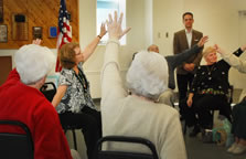 InstructorJune Schuldt leads a Matter of Balance exercise demonstration at Rotterdam Senior Center