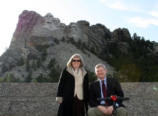 Tim showing Holly Petraeus around Mount Rushmore during her visit