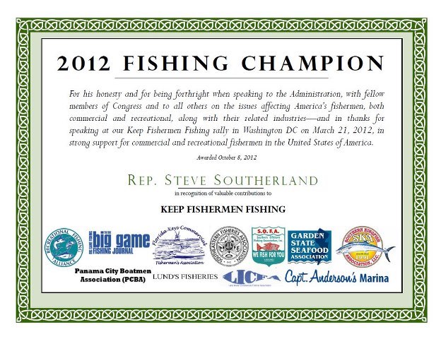 Photo: It was great to be joined by hundreds of commercial, recreational, and charterboat fishermen for an old fashioned fish fry.  It was an honor to be named a “Fishing Champion” for fighting to protect our public access rights to God-given natural resources.