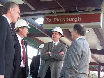 Rep.Murphy views the recently renovated stop for Pittsburgh's Light Rail line. He toured the operation center and the parking garage. Rep.Murpgy secured more than $1.1 million in federal funds for the completion of the garage and llight rail project.